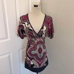 Y2K PURPLE CHARLOTTE RUSSE PAISLEY PRINT BLOUSE TOP